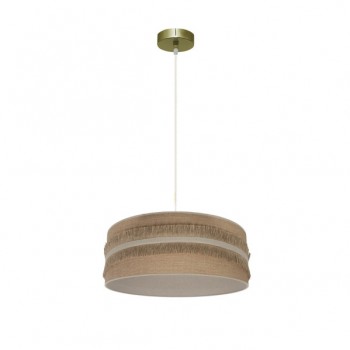 Distribuidor - Lâmpadas Diversas | Colgantes Moderno | COLGANTE NATALIA 1XE27 CUERO/SACO-BEIS REGX40X40CM Ref: 188594015